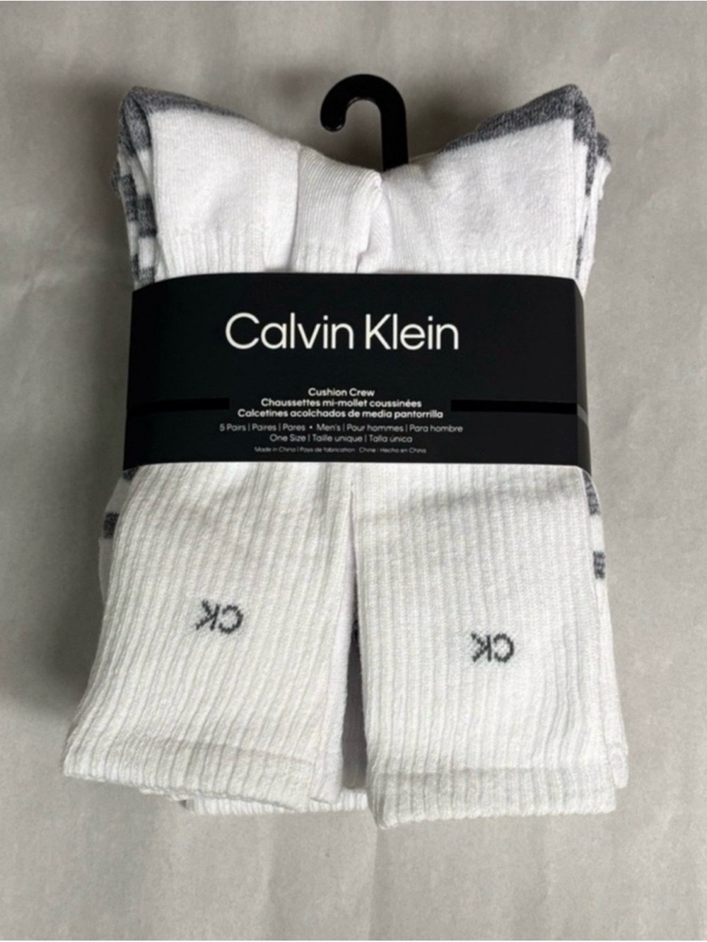 New Calvin Klein Socks Men’s 5 Pair Cushion Crew White Casual Preppy Activewear